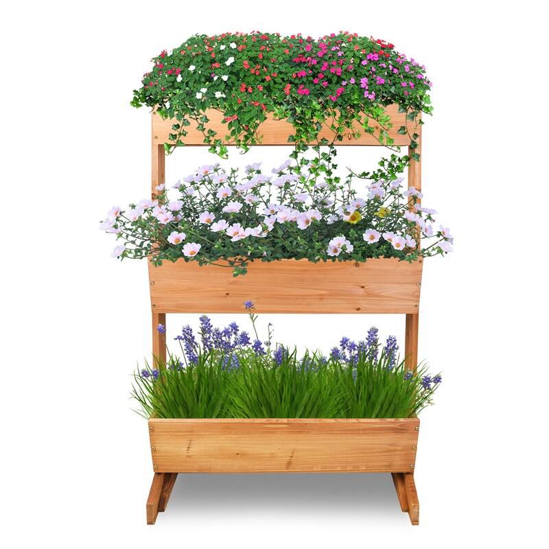 3 Tier Wooden Vertical Raised Garden Bed Vegetable Planter Box Outdoor - 27"x16"x42"