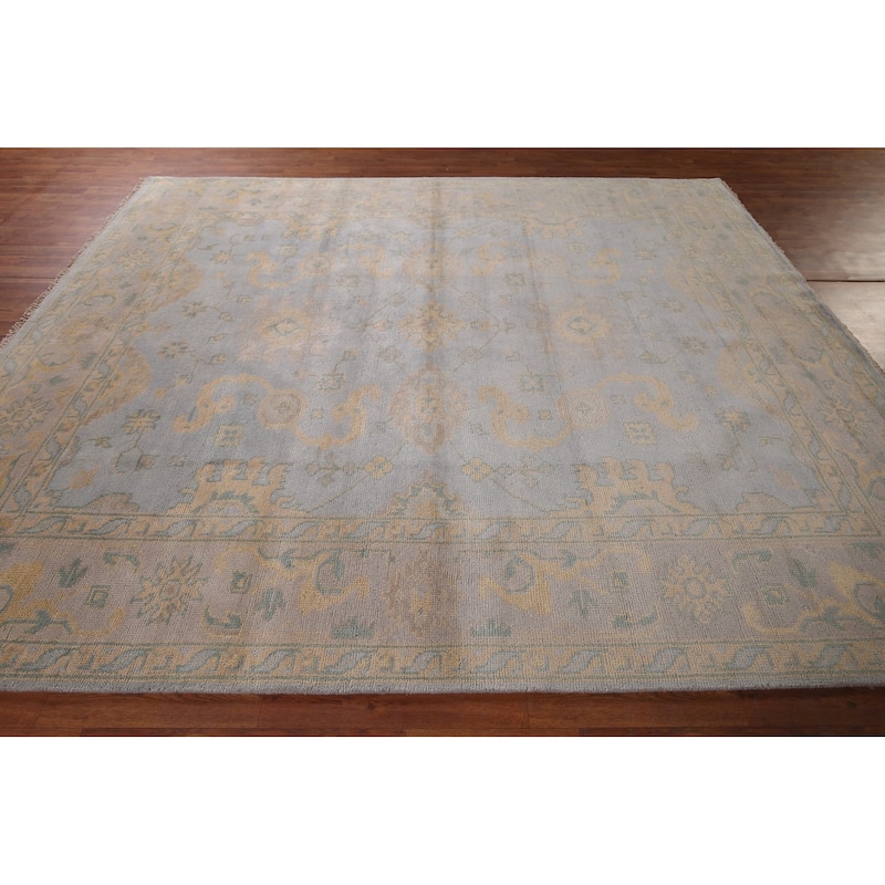 All-Over Oushak Area Rug Hand-Knotted Wool Carpet - 8'2"x 9'9"