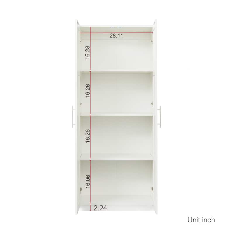 Roomfitters Pantry Cabinet, Freestanding Kitchen Storage Cupboard with 2 Doors and Adjustable Shelves, White