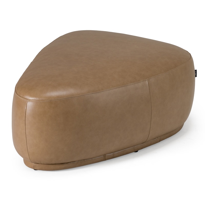 Divani Casa Kinsey Modern Tan Leather Large River Rock Ottoman