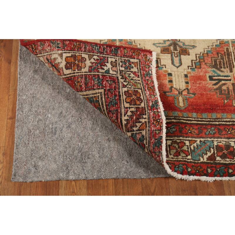 Hand Knotted Oriental 100% Wool Carpet Traditional Geometric Brown Ardebil Runner Rug - 10' 5'' X 3' 7''