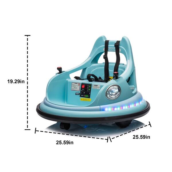 dimension image slide 2 of 3, Christmas Gift 12V Bumper Car for Kids with Parent Remote, Five-Point Safety Harness, and Music Player