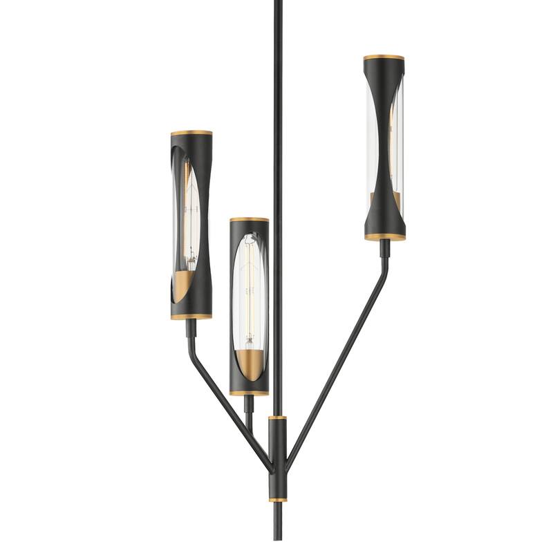 Maxim 16173 Regent 3 Light 14" Wide LED Pendant - Black / Antique Brass