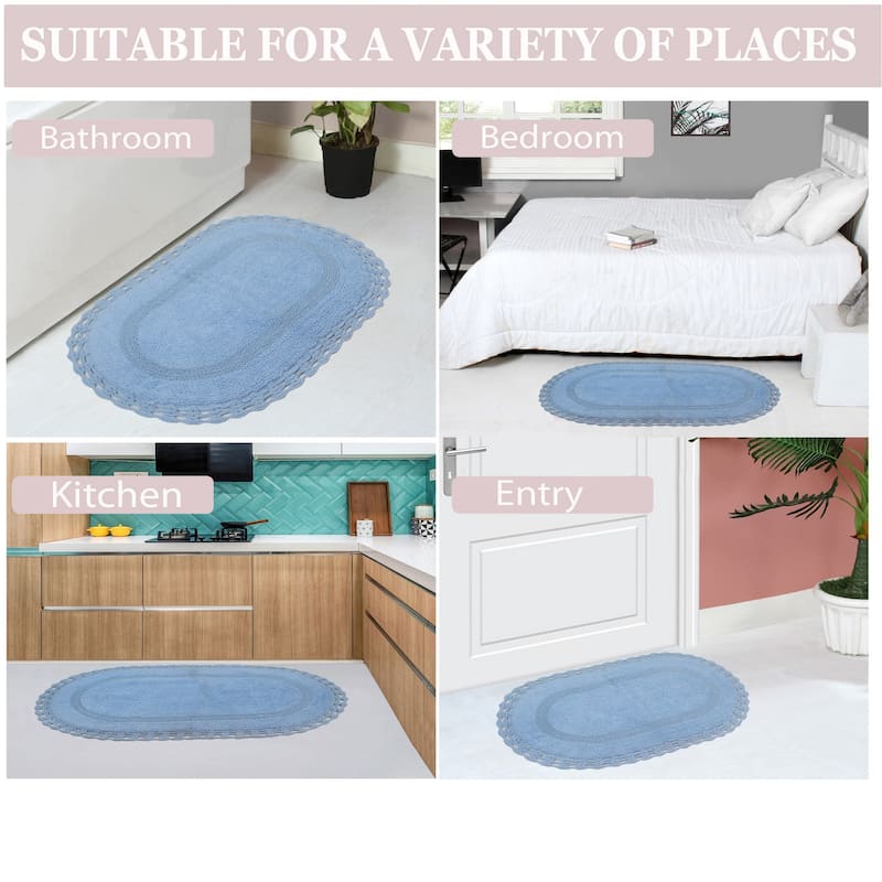 Hampton Contour Rug, Cotton Soft, Water Absorbent, Non Slip U Shape Contour Rug Machine Washable 20"x20" Contour