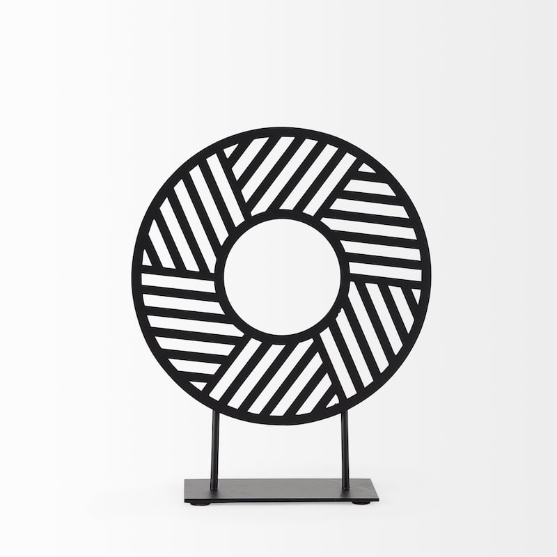 Black Metal Round Geometric Sculpture