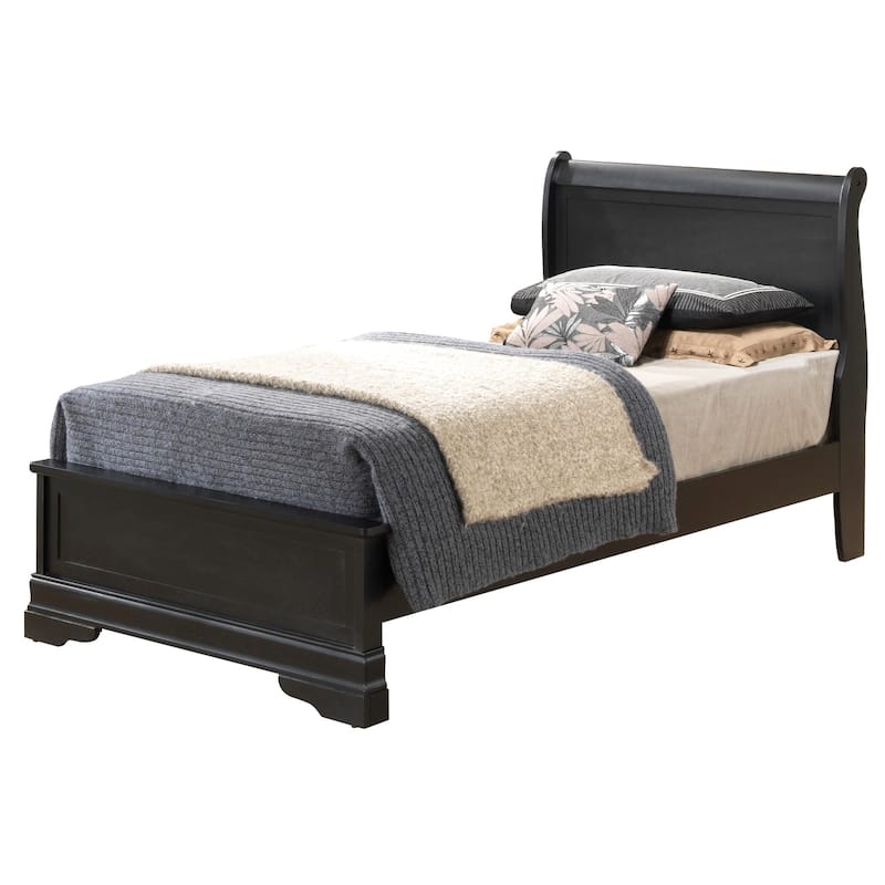 Black Twin Bed with Sturdy Frame and Sleek Finish, Practical Bedroom Furniture for Kids, Teens or Guest Rooms