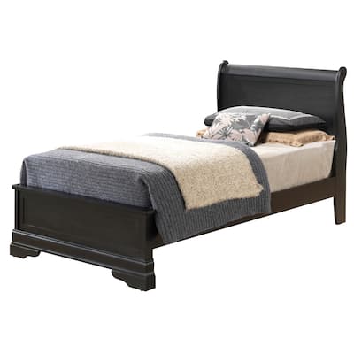 Black Twin Bed with Sturdy Frame and Sleek Finish, Practical Bedroom Furniture for Kids, Teens or Guest Rooms