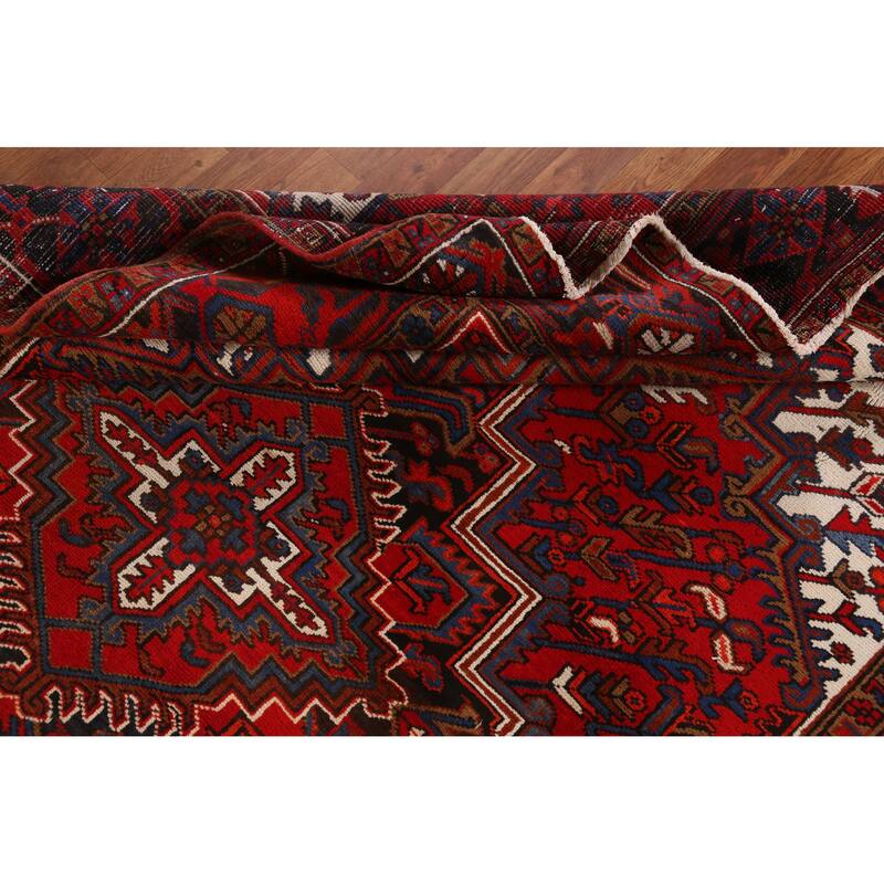 Hand Knotted Oriental 100% Wool Carpet Traditional Medallion Red Heriz Area Rug - 9' 1'' X 6' 10''