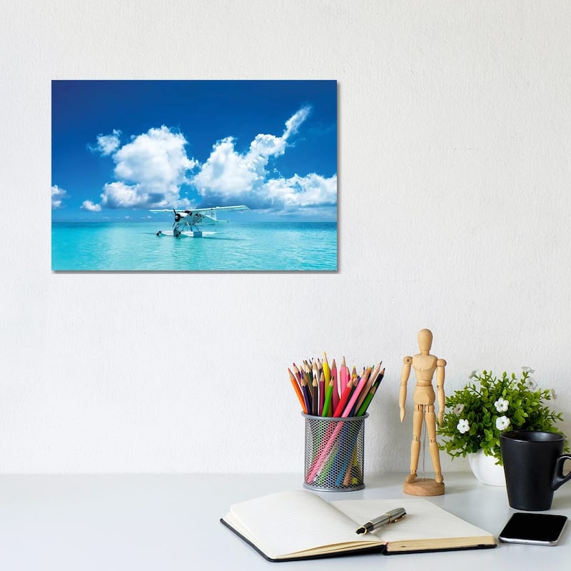 iCanvas "Sea Plane Resting On Turqoise Island Water" by James Vodicka Canvas Print - 8x12x0.75