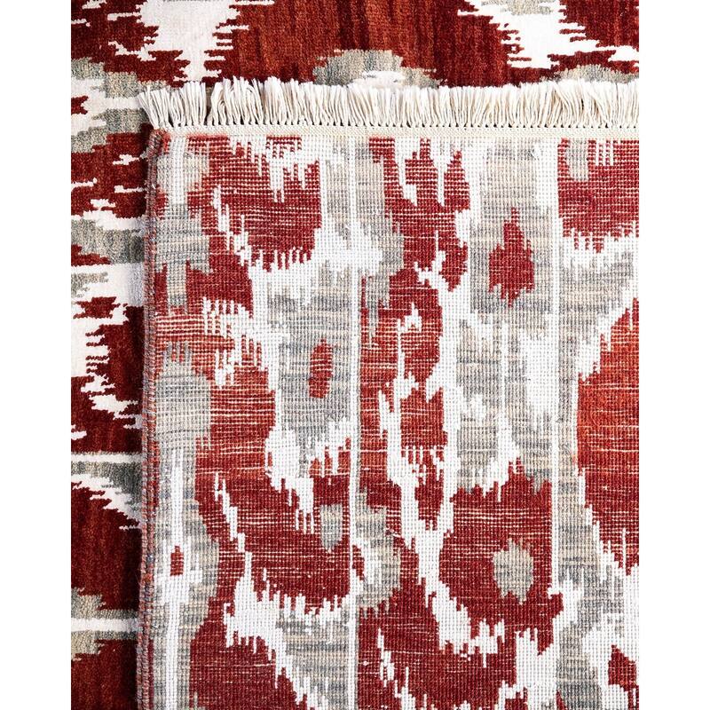 Ikat One-of-a-Kind Hand-Knotted Area Rug, Rust - 8' 1" x 10' 4"