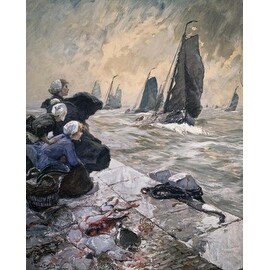 Fishermen'S Wives by Hans Von Bartels Boats And Ships Art Print - Bed