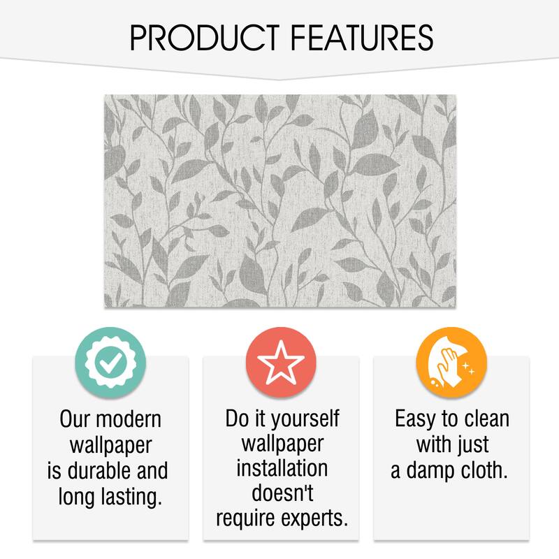SUSSEXHOME Removable Wallpaper-Waterproof, Strippable, Light Resistance & Cleanable Wall Paper Roll-Wallpaper-Leaves
