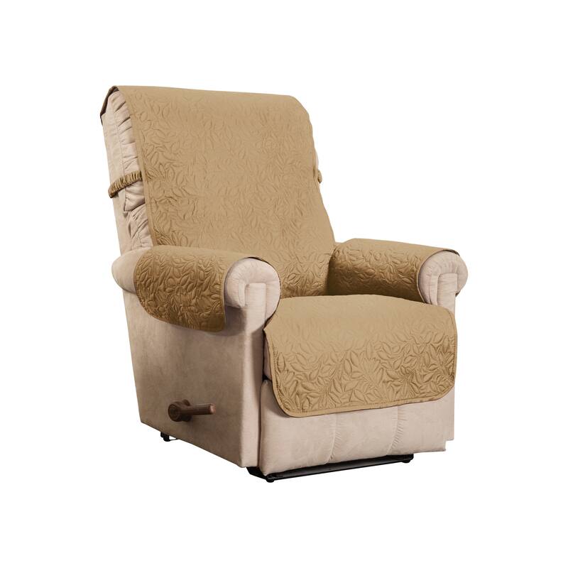 Belmont Leaf Secure Fit Recliner Furniture Cover Slipcover - Toast