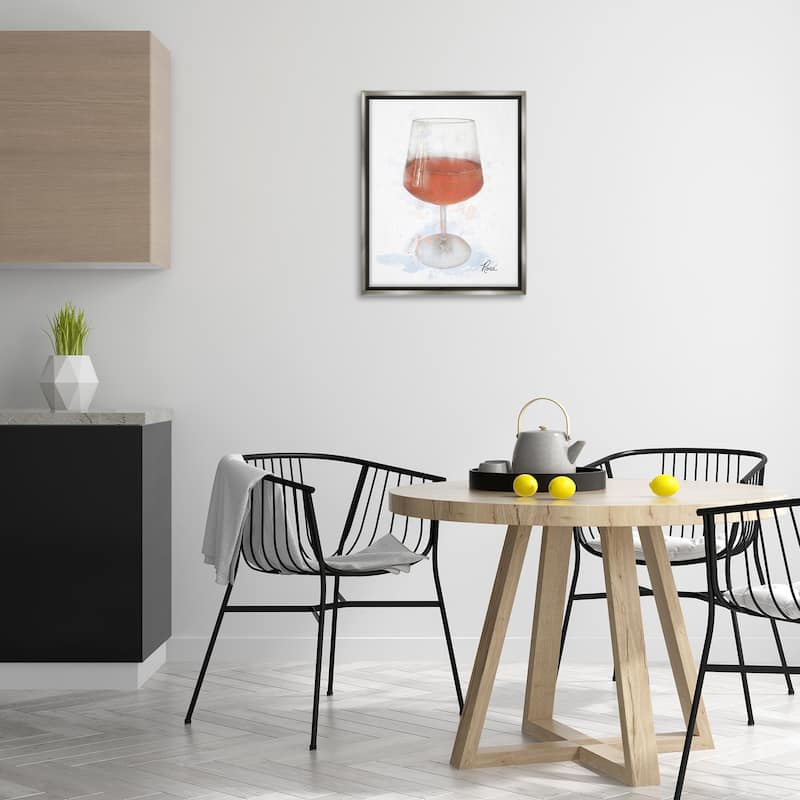 Stupell Modern Rosé in Glass Framed Floater Canvas Wall Art Design By Matthew Piotrowicz