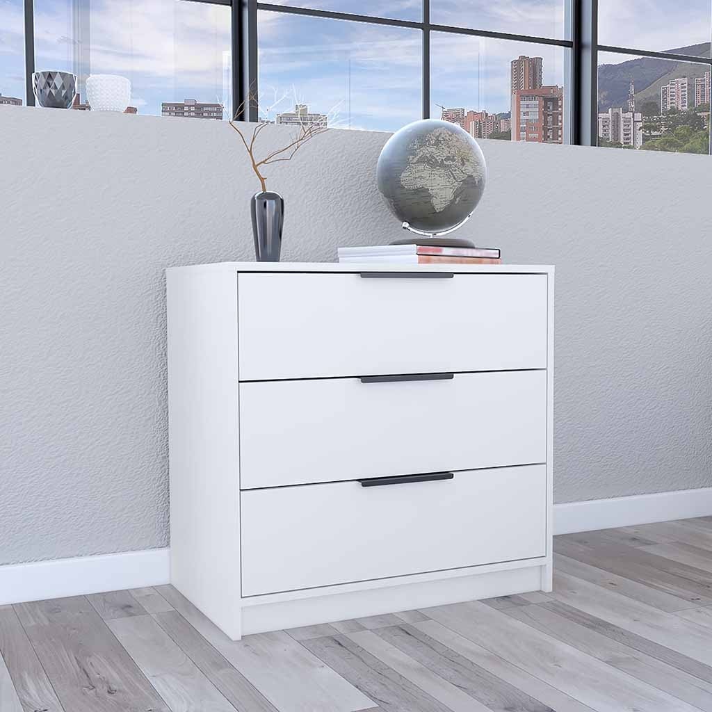 3 Drawers Dresser for Bedroom, Superior Top, White Finish