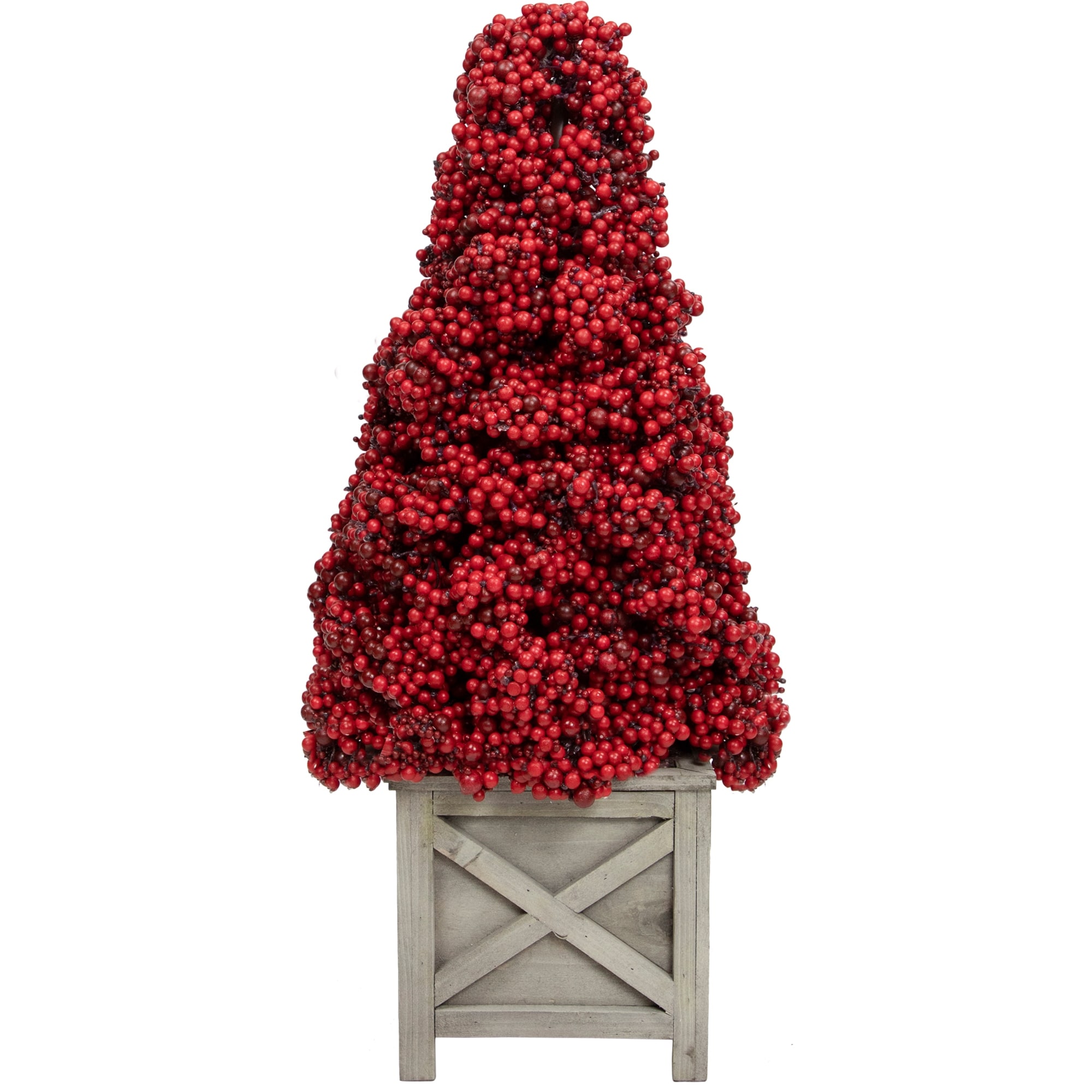 Artificial Berry Cone Potted Christmas Topiary - 24" - Red - under-3-feet