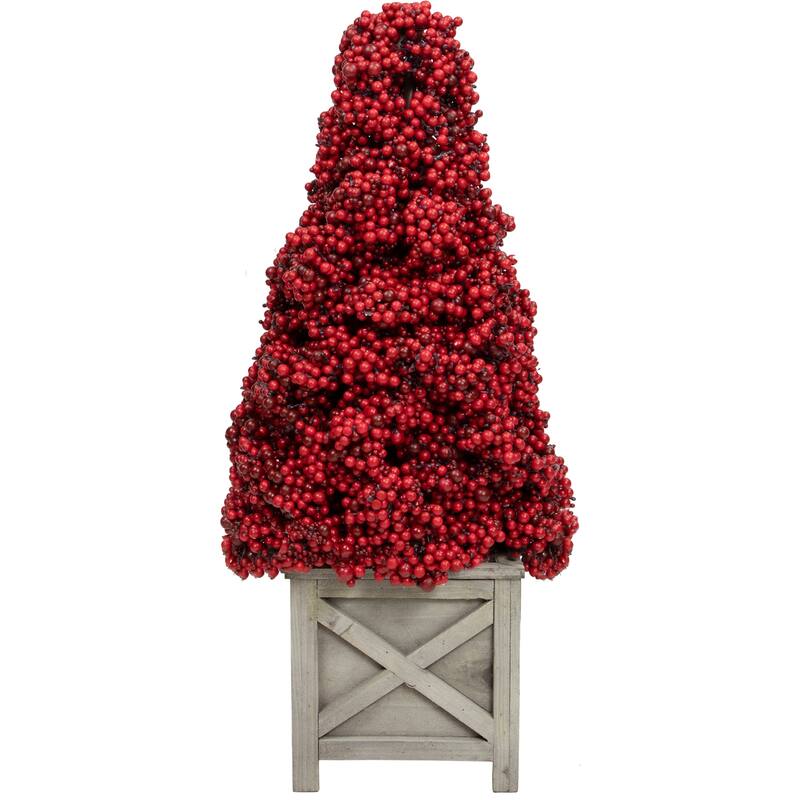 Red Berry Cone Potted Christmas Topiary - 2 Foot