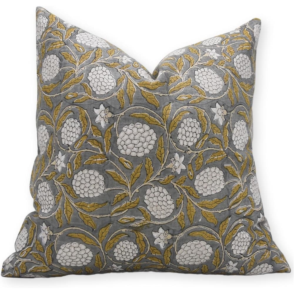 Fabdivine Linen Farmhouse Block print pillow Cover