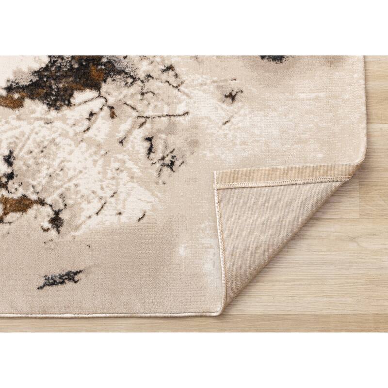 Zuri Collection - Soft Polyester Textured Pile Cream Taupe Area Rug