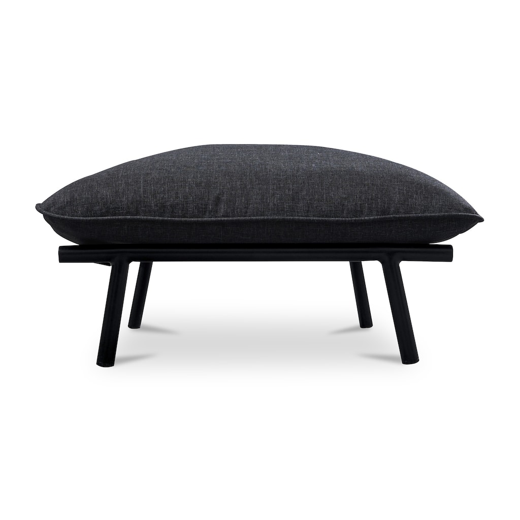 NADAAL STUDIOS Varyn Outdoor Ottoman, Stainless Steel Frame and Olefin Upholstery, Speckled Charcoal
