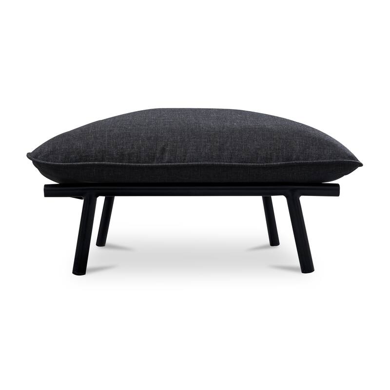 NADAAL STUDIOS Varyn Outdoor Ottoman, Stainless Steel Frame and Olefin Upholstery, Speckled Charcoal - Speckled Charcoal