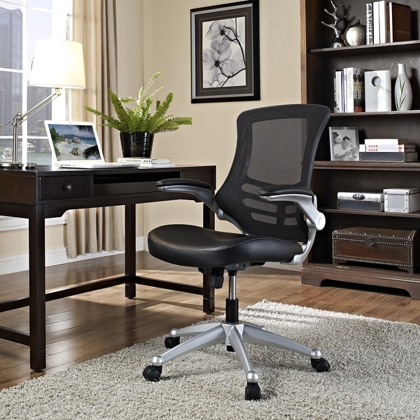 Porch Den Williamsburg Mesh Back and Leatherette Seat Office