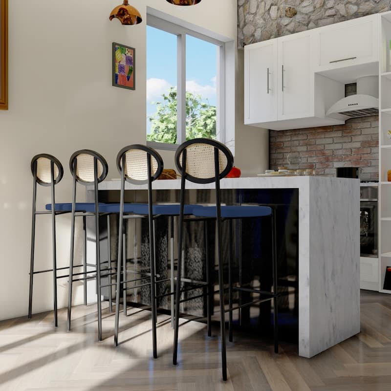 Euston Modern Upholstered Fabric Seat Bar Stool with Heavy Duty Steel Frame & Footrest, Kitchen Island & Home Bar Chair - 42"
