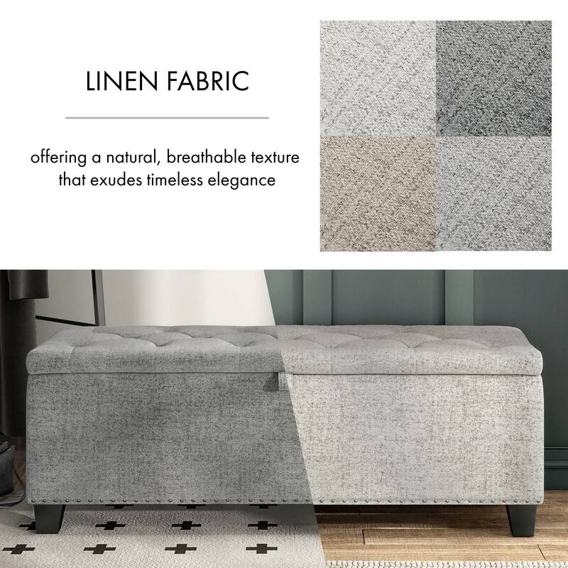 DH Basic Modern Brian 48-inch Rectangular Linen Storage Ottoman Bench by Denhour