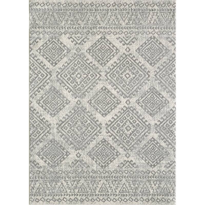 Porch & Den Spirited Modern Moroccan Trellis Area Rug - 9' x 12' - Ivory/Grey