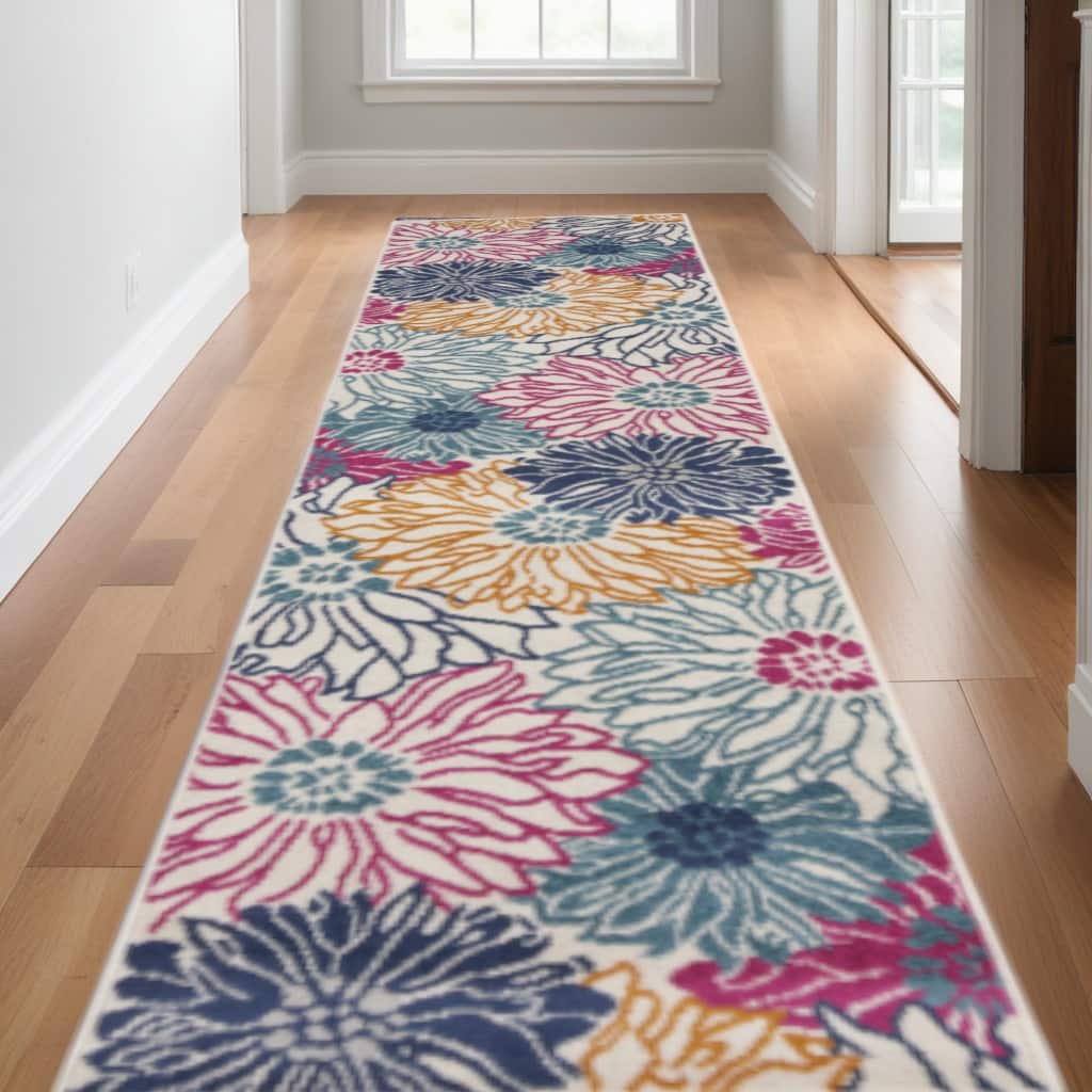 HomeRootsFloral Contemporary Runner Area Rug - 120' X '26' X '0.5