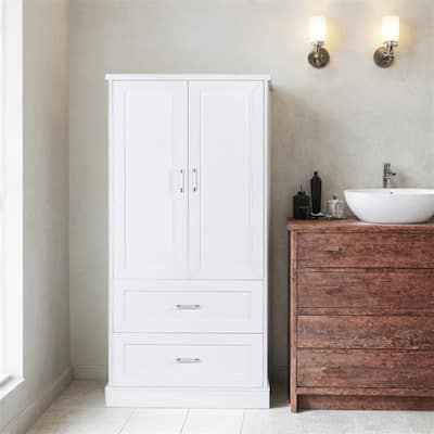 Tall Bathroom Storage Cabinet,Cabinet with Two Doors and Drawers