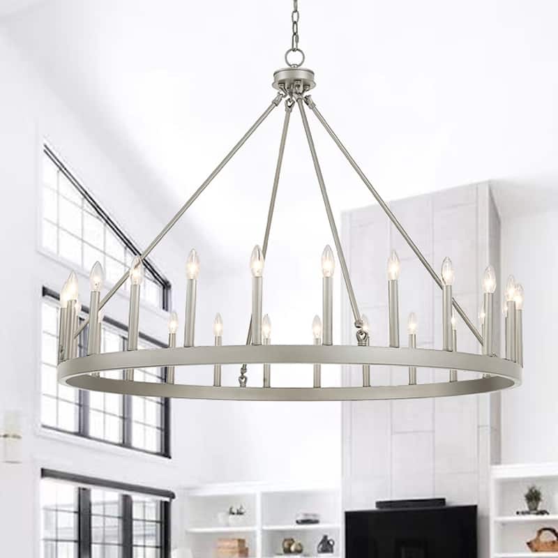 Acroma 24 Light Modern Farmhouse Wagon Wheel Chandelier-UL Certified - N/A