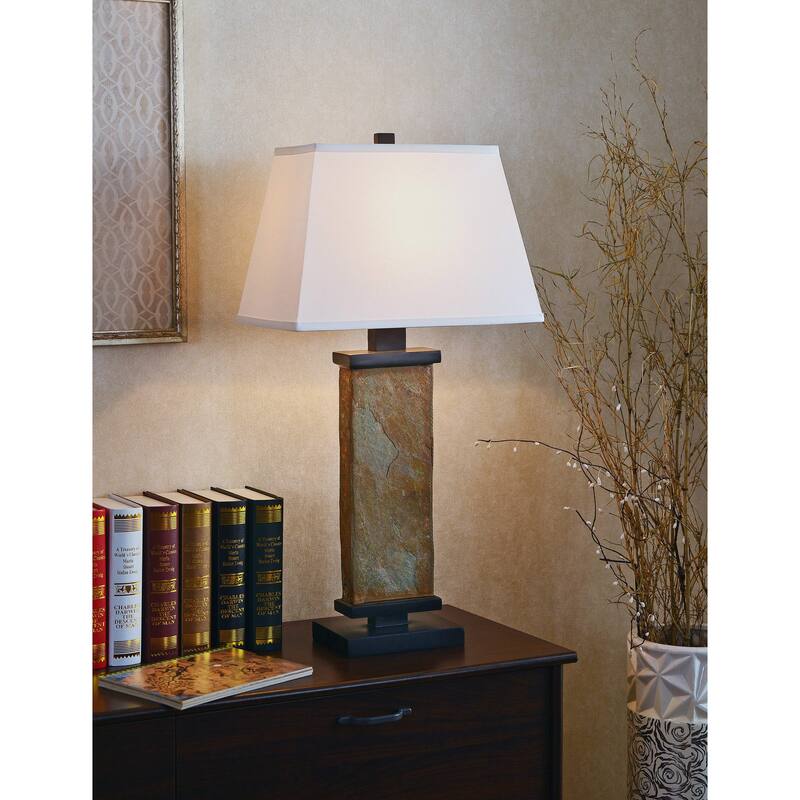 Kenroy Home Hanover Natural Slate Table Lamp - Black