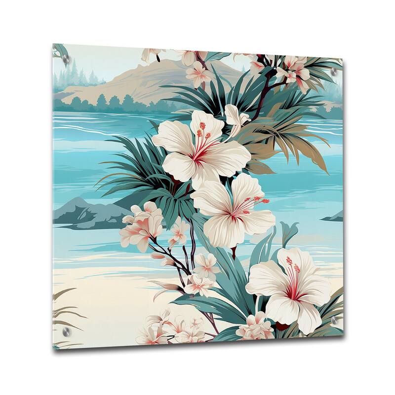 Designart "Seaside Reflections Tropical Pattern" Coastal Gloss Wall Decor - Coastal Acrylic Wall Art For Dinning Room