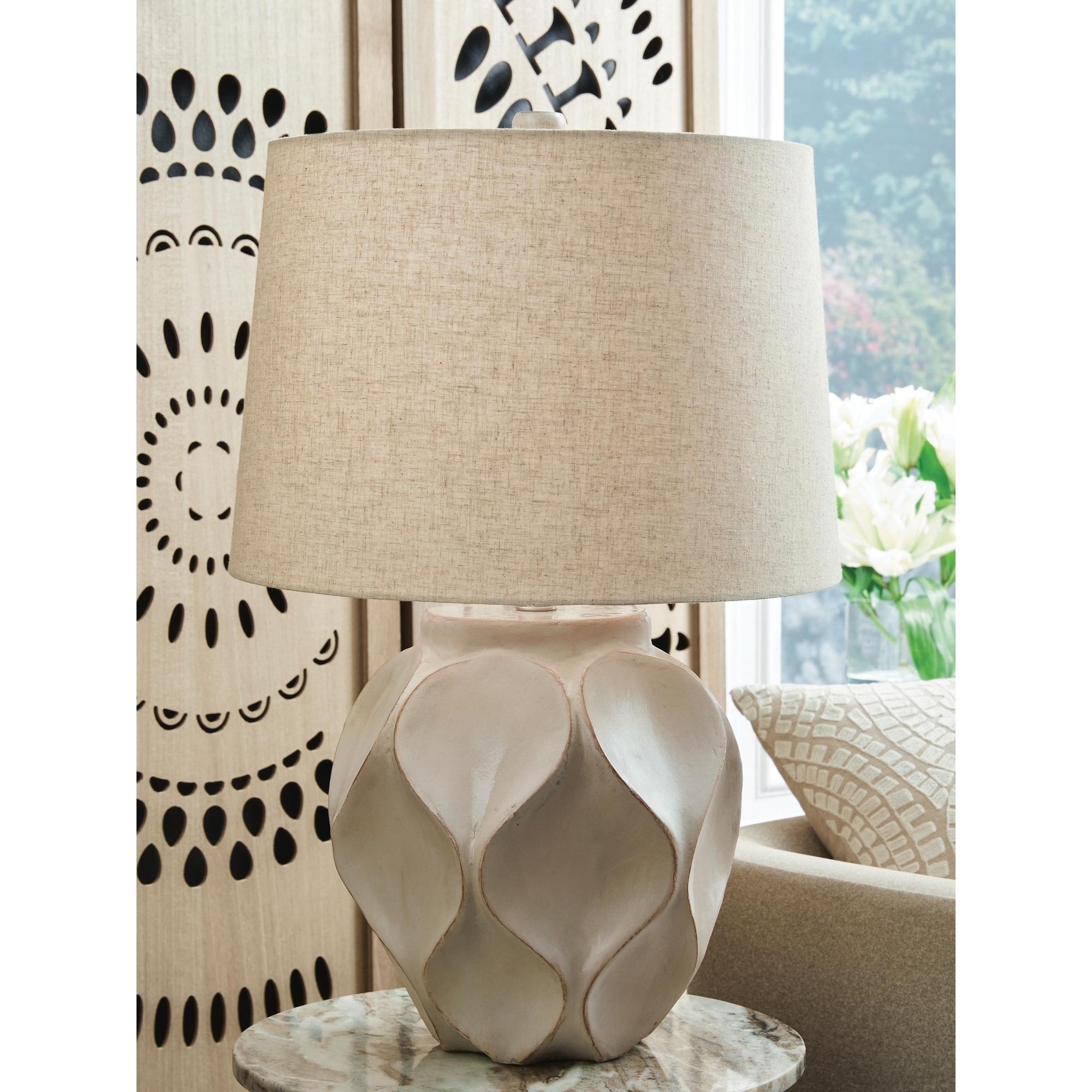 Signature Design by Ashley Edselham Beige Table Lamp - 16" W x 16" D x 25" H