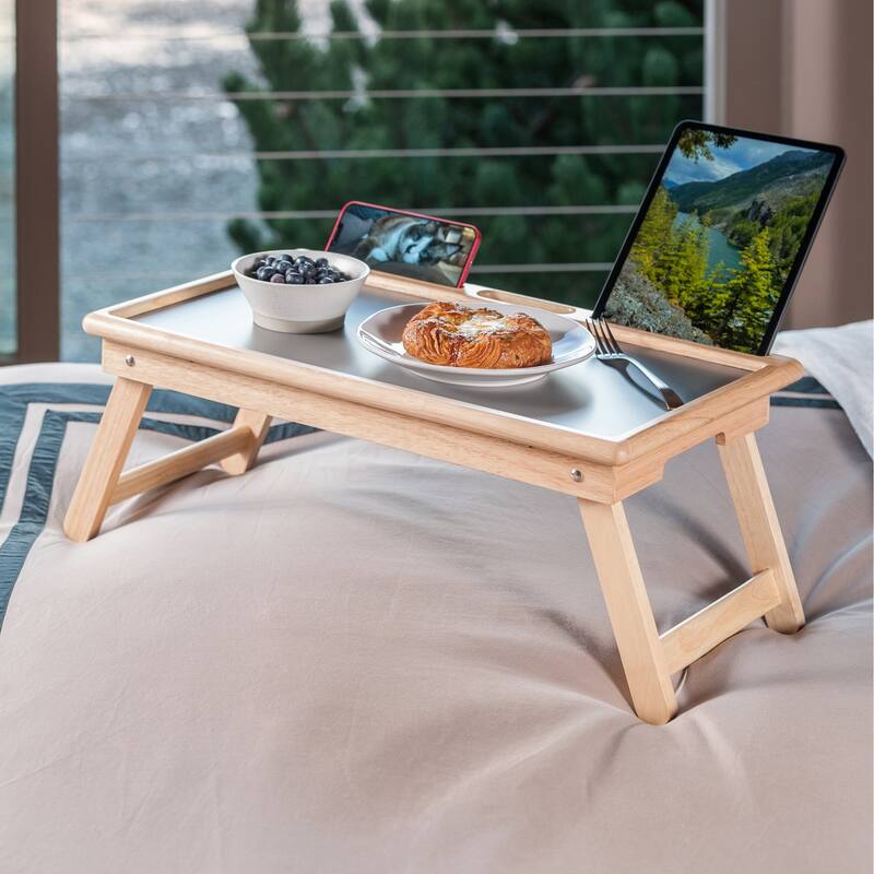 Arlo Breakfast Tray with Flip Top Gray and Natural Finish