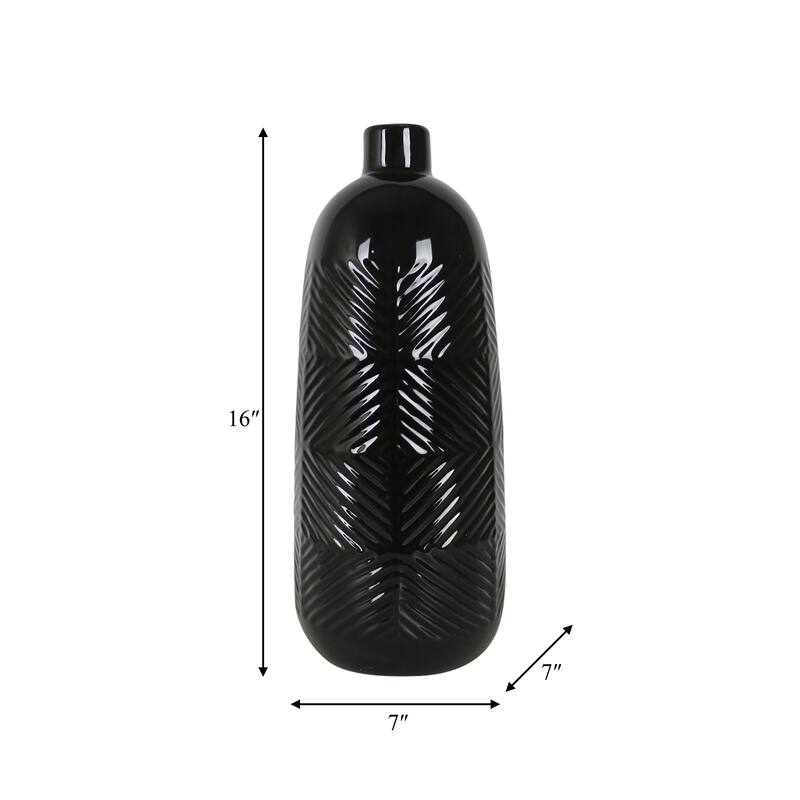 Sagebrook Home Ceramic Cylinder Textured Lines Vase