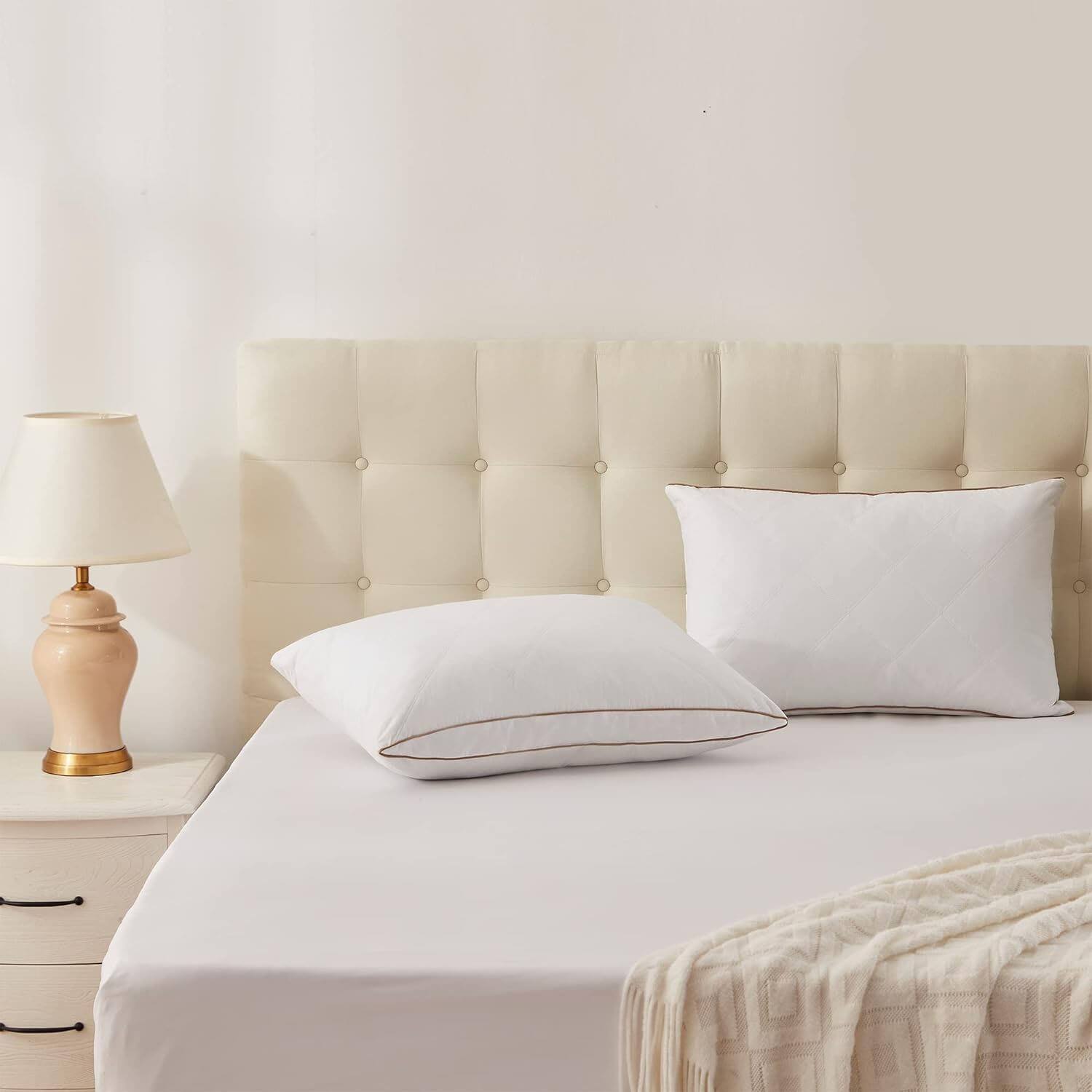 Natural Goose Down Feather Pillows for Sleeping Oval Gusseted Feather