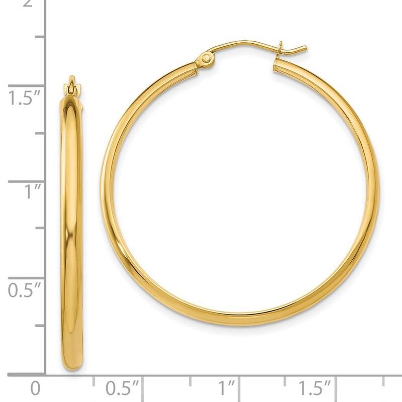 Curata 14k Yellow Gold 2.75x37mm Polished Hoop Earrings