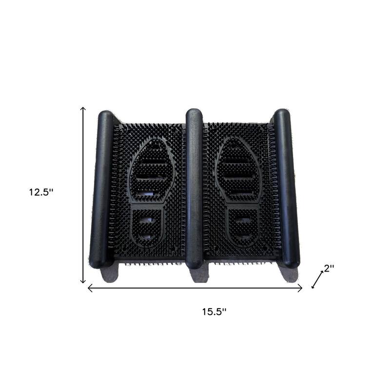 HomeRoots 13" X 16" Black Outdoor Rubber Boot Scraper - 12.50' X '15.50