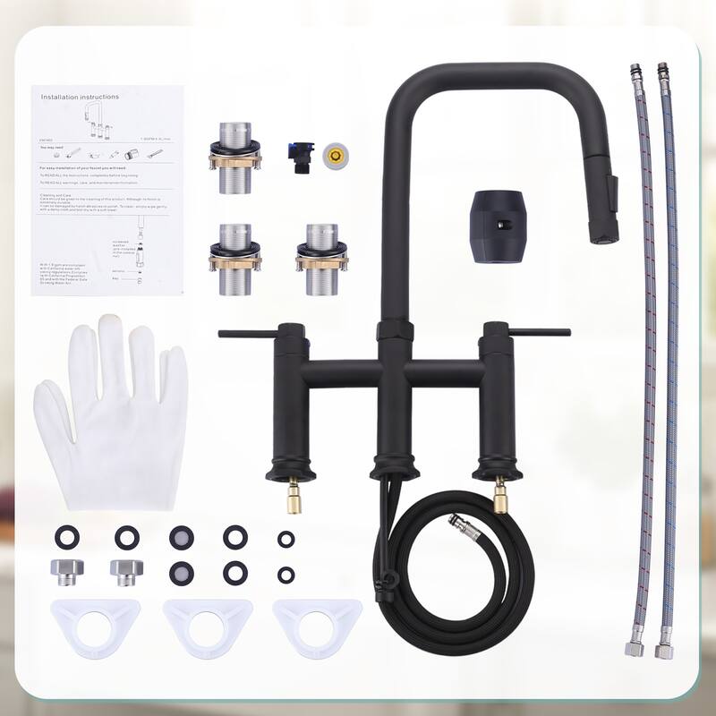 WOWOW Double Handle Pull Down Kitchen Faucet