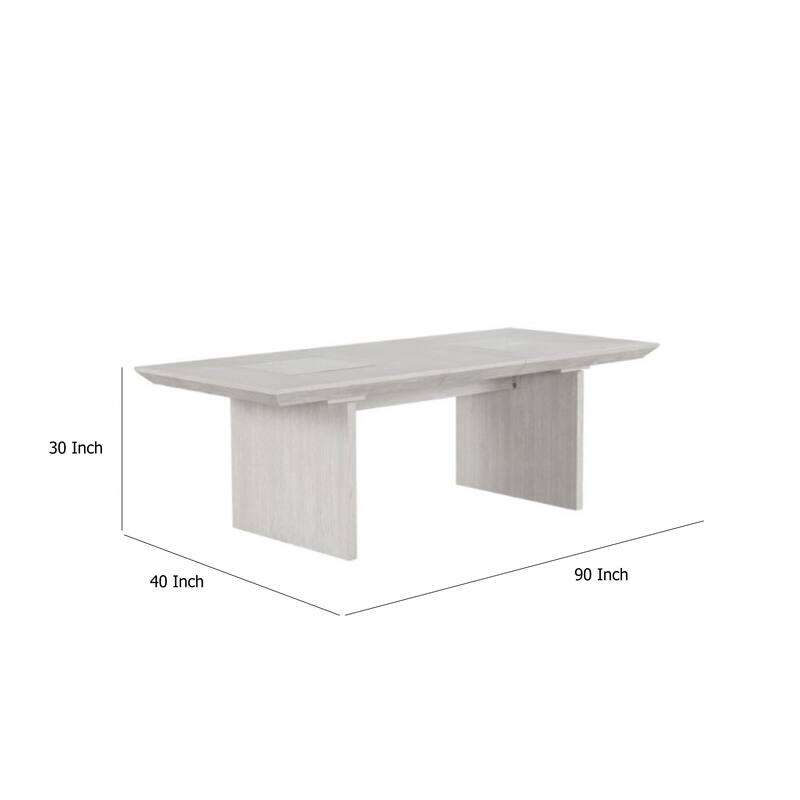 Diaz 72-90 Inch Extendable Dining Table, Glass and Light Gray Wood