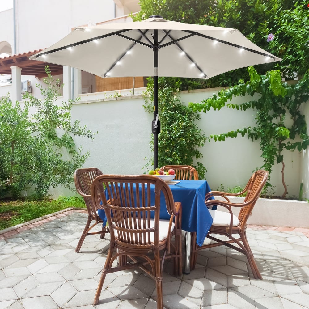 LIVOOSUN Patio 7.5 Feet Market Solar LED Light Umbrella