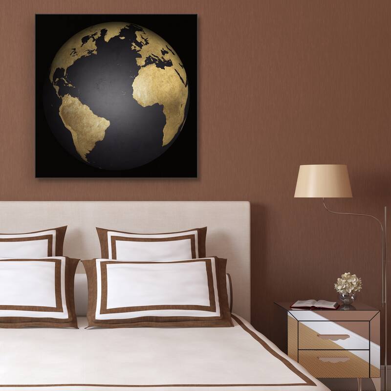 Black & Gold Globe by Belle Maison Canvas Art Print