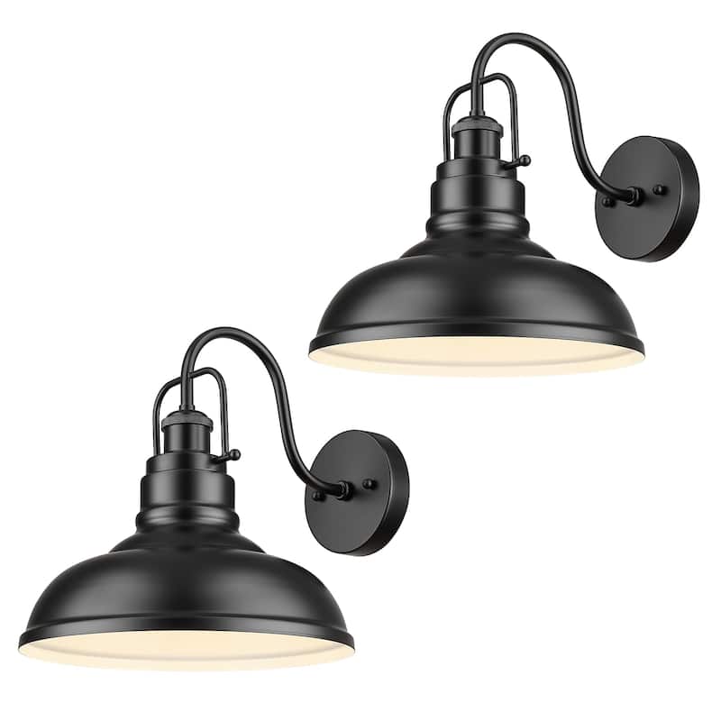 Exterior Outdoor Wall Sconce Farmhouse Barn Light - Medium/2-Pack - Black
