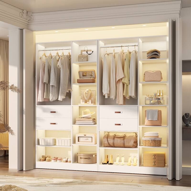 40'' Large Closet System with 10 Shelves and 2 Drawers, Freestanding Closet Organizer with Hanging Rods