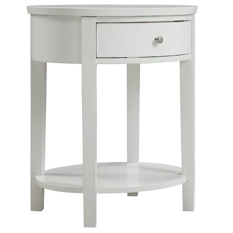 Fillmore 1-Drawer Oval Wood Shelf Accent End Table by iNSPIRE Q Modern