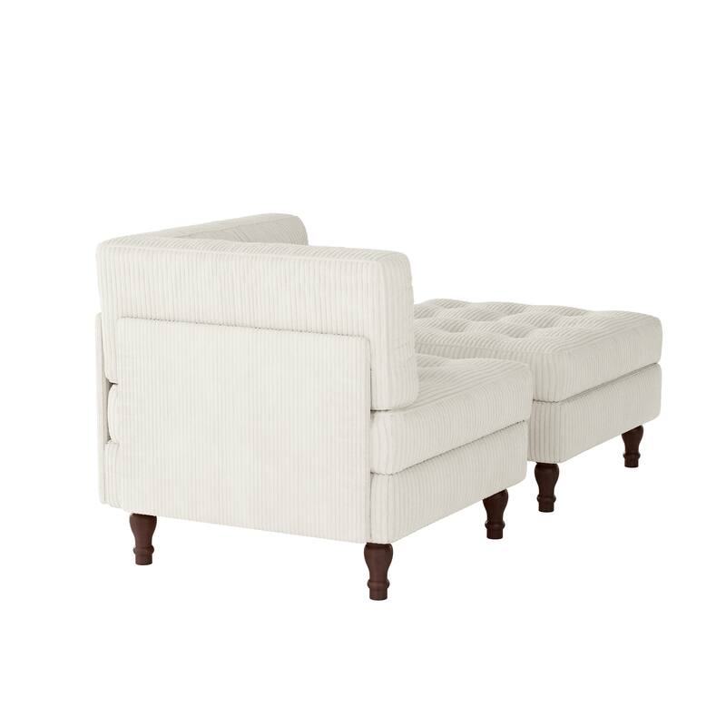 Corduroy L-shape Modular Corner Sectional Sofa with Reversible Storage Ottoman