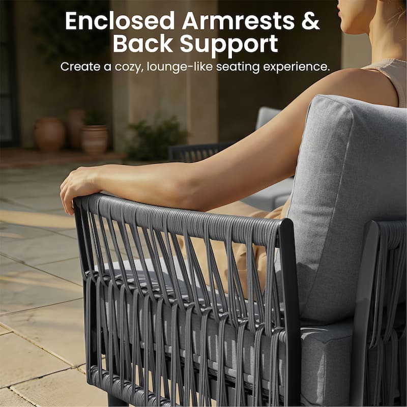 2/4/6/8-Seat Modular All-Weather Aluminum Outdoor Sectional Sofa Set with Deep Seating Patio Conversation Set