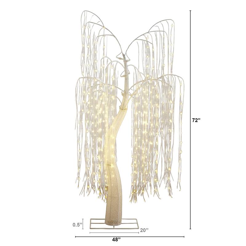 Pre-Lit Halloween Artificial Willow Tree - 7' - Cool White LED Lights